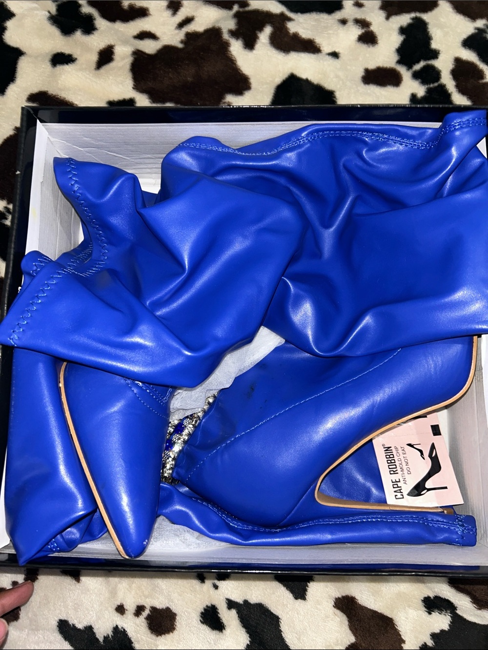 Cape Robbin Electric Blue Pointed Toe Knee Boots